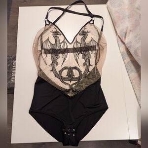 Thistle & Spire Dracona Bodysuit in Black / Butterscotch - 3X